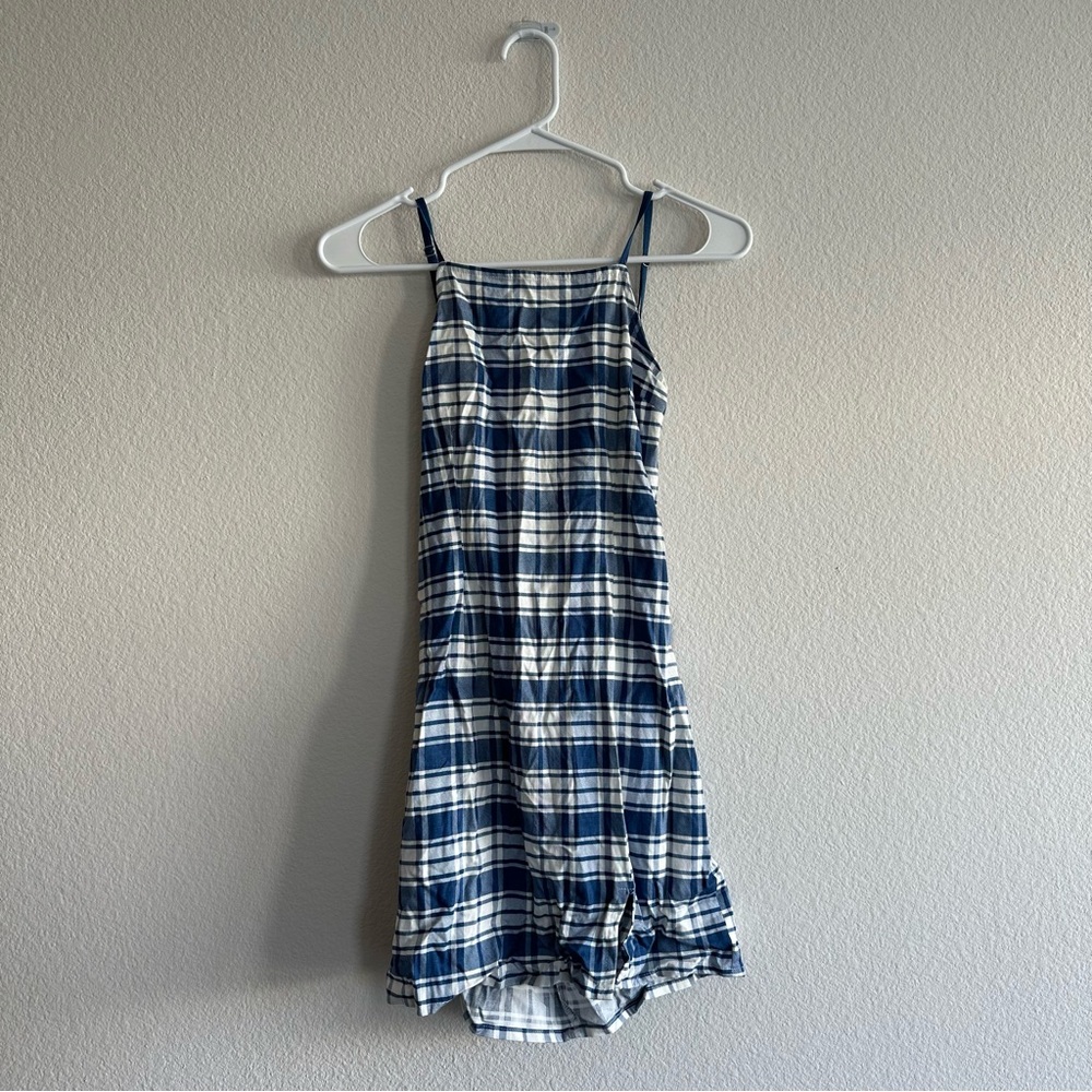 Blue and White Plaid Dress